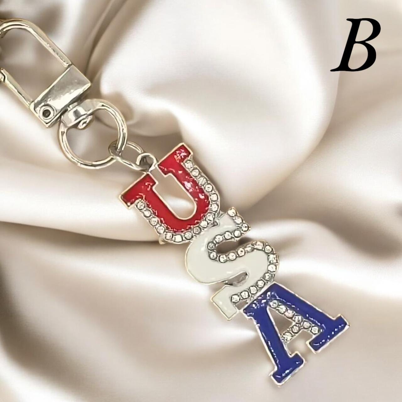 USA Flag Keychain, Metal Key Ring With Star & Stripes, Patriotic ...