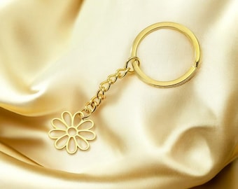 Flower Daisy Keychain | Stainless Steel Bag Charm | Cute Floral Accessory Gift
