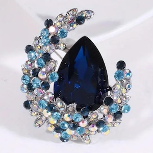 Luxurious Crystal Brooch, Eye-Catching Multicolored Stone Brooch