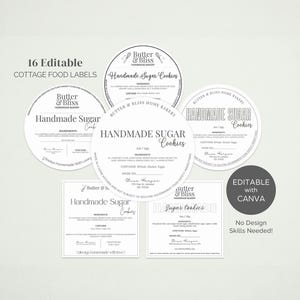Cottage Food Label Bundle, Editable Canva Templates,  Home Bakery Labels, Round & Square, Cottage Law Compliant