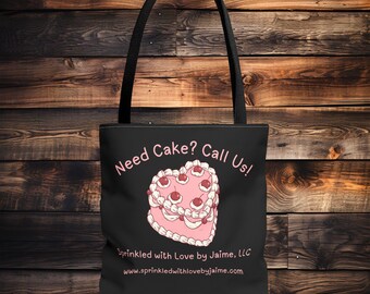 Vintage Cake Tote Bag - Custom Bakery Business Design, Reusable Grocery Bag, Market Tote, Eco-Friendly Shoulder Bag, Gift for Bakers,