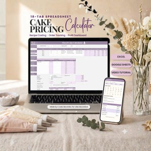 Cake Pricing Calculator Spreadsheet | Excel & Google Sheets | Bakery Recipe Cost, Order Tracker, Profit Dashboard for Home Bakers