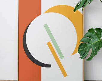 Geometric Abstract Art Print – Bold Color Minimalist Decor (Digital Download)