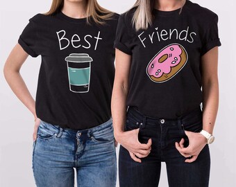 Best Friends Donut and Coffee Matching Couple Cool T-shirt, Men's