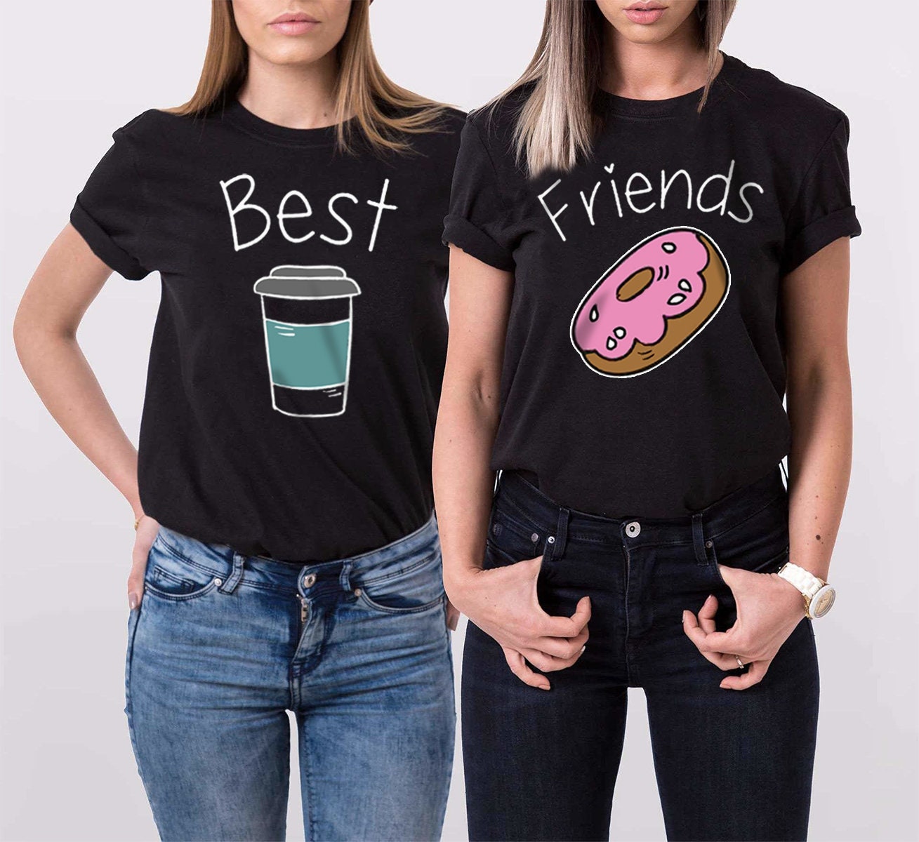 Best Friends Donut and Coffee Matching Couple Cool T-shirt, Men's Best Friends Donut and Coffee Matching Couple Cool T-shirt, Men's