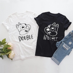 Chip and Dale Double Trouble Matching Couple T-Shirt, Men&#39;s and Women&#39;s Sizes (MAC-20091)