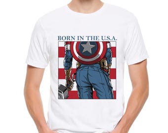 Captain America Born In the USA T-Shirt, Men's and Women's Sizes