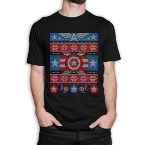 Captain America Christmas T-Shirt, X-Mas Gift Shirt, Men&#39;s and Women&#39;s Sizes