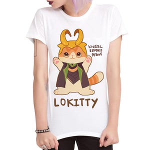 Lokitty Kneel Before Mew T-Shirt, Men&#39;s and Women&#39;s Sizes