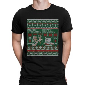 Woman Yelling at a Cat Merry Christmas T-Shirt, X-Mas Holiday Gift Shirt, Men&#39;s and Women&#39;s Sizes