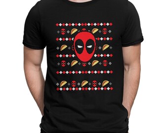 Koszulka świąteczna Deadpool i Tacos, prezent świąteczny, rozmiary męskie i damskie
