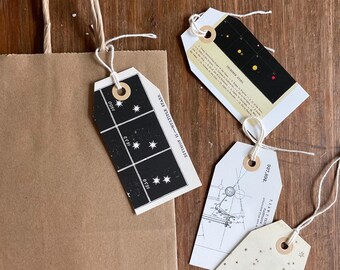 Vintage Space Gift Tags | Handmade | Reinforced Gift Tag