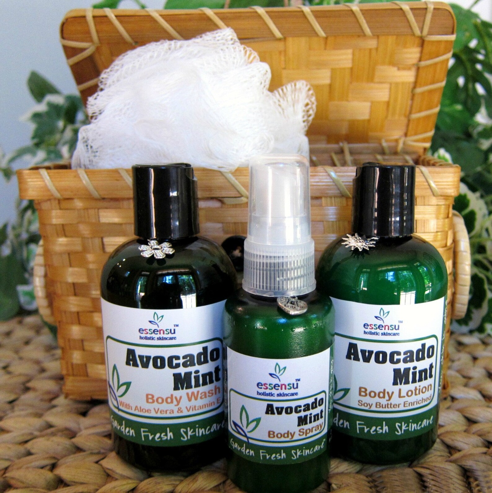 Avocado Mint 5piece Bath and Body Spa Gift Basket Set Body Etsy