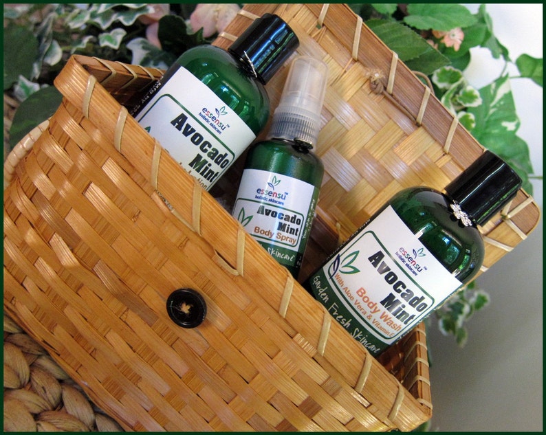 Avocado Mint 5piece Bath and Body Spa Gift Basket Set Body Etsy
