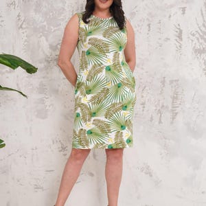 Floral pattern  Dress,Sleeveless dress, dress with pockets,Plus Size Women Dress,Big Size Dress,Viscon Women Dress,daily dress,green dress
