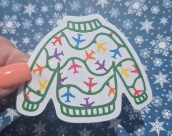 Flugzeug Weihnachtspullover Sticker
