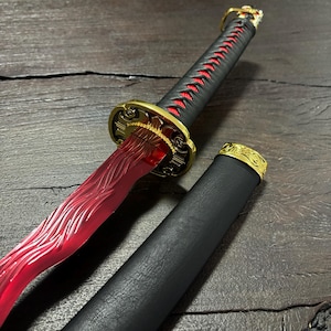 Elden Ring River of Blood Katana-replika | Cosplay- och visningskonstverk | Blad av högkolstål, full tånge
