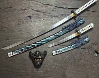 Ghost of Tsushima Katana and Tanto Set | Samurai Display Duo | High Manganese Steel, Full Tang