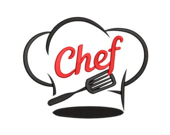 Kitchen Embroidery Design, Chef Hat Spatula Machine File, Instant Download