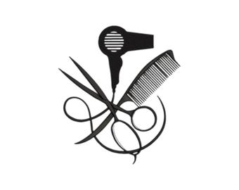 Hairdresser's Kit Embroidery Design, Scissors And Comb Stylist Hair Dryer Machine Embroidery File, Instant Download