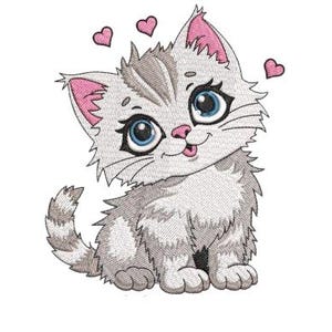 Cat Embroidery Design, Cute Cat Machine Embroidery Design, Beautiful Kitty, Cartoon Cat, Animal Embroideries, Pet, Animals, Baby Cats, Kid