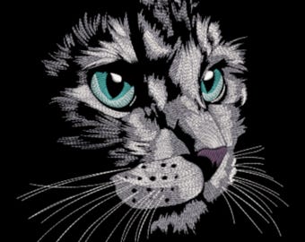 Smow Leopard Embroidery, Machine Embroidery, Snow Leopard, Animal Embroidery, Big Cat, Animal Lover Gift, Wildlife, Leopard In Dark, Gift