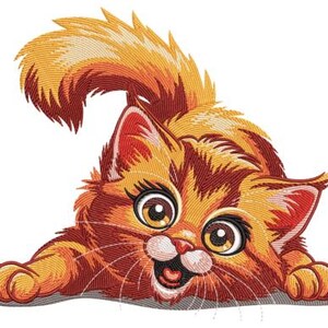 Cat Embroidery Design, Playful Ginger Cat Machine Embroidery Design, Beautiful Cat, Pet, Cat Lovers, Cat Embroideries, Kitty, Cartoon, Cute