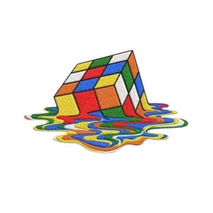 ゲーマー刺繍デザイン、溶けるルービックキューブマシンファイル、即時ダウンロード