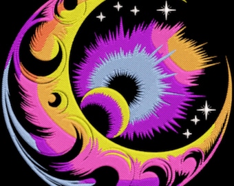Space Embroidery Design,  Colorful Yin Yang Machine File, Instant Download