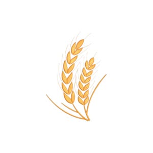 May include: Illustration of two golden wheat stalks with detailed textures. The wheat is depicted with a warm, inviting color palette, suggesting harvest or agricultural themes. The image is set against a clean white background.