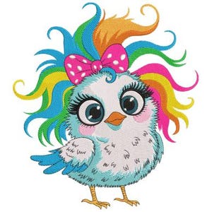 Rainbow Bird, Embroidery Design, Colorful Bird, Bird With Rainbow Feathers, Modern Bird, Gift For Bird Lover,  Fantasy Bird, Nature Lover