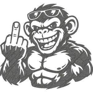 Diseño de bordado de animales, archivo para máquina Bad Monkey, descarga instantánea.