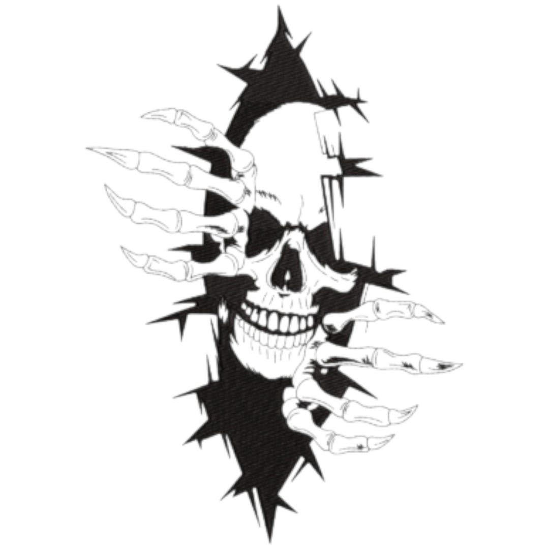 Skull Skeleton Hand Embroidery, Machine Embroidery, Skeleton Hand ...