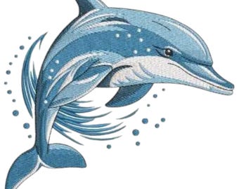 Delfin Stickdatei, Delfin Stickdatei, Maschinenstickerei, Wassertiere, Schwimmen, Meerestiere, Meerestiere, Stickdatei