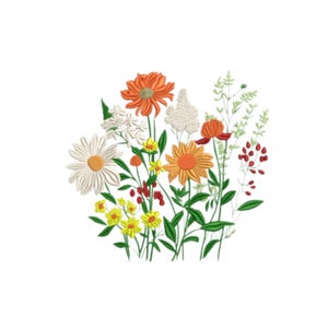 Motif de broderie de fleurs, fichier de broderie Machine de bouquet de jardin de fleurs sauvages, téléchargement immédiat