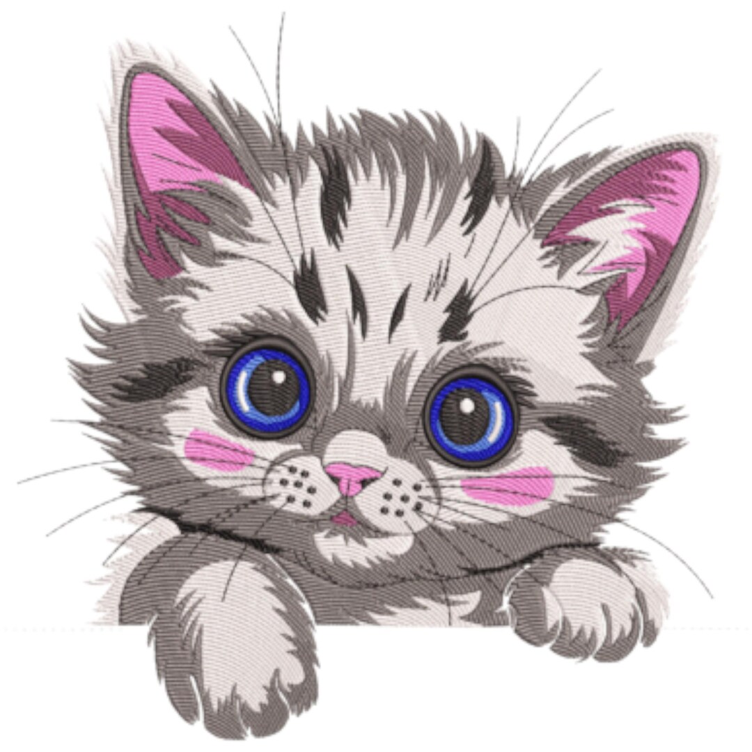 Animal Embroidery Design, Smiling Cat Machine Embroidery Design ...