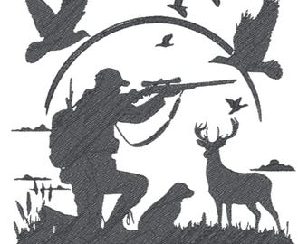 Hunting Embroidery Design, Shooting  Machine File, Instant Download