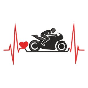 Sportbroderidesign, hjärtslag motorcykelförare, omedelbar nedladdning