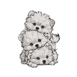 Stacked Fluff Puppies, Machine Embroidery, Stacked Puppies, Three Puppies, Animal, Dog Stack, Dog Lover, Cute puppies,Cozy Animal, Beautiful