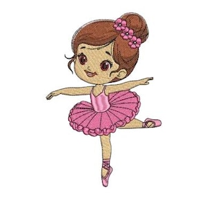 Ballet Dancer Girl Machine Embroidery Design, Cartoon Embroidery Design, Cute Beautiful Girl, Kids Embroideries, Children, Girly, Pink Dress