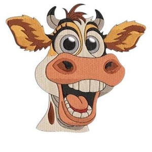 Funny Cow Embroidery, Machine Embroidery, Cow Embroidery, Cute Cow, Farm Animal, Moo Embroidery, Silly Cow, Cow Lover, Farm Humor, Cow Joke