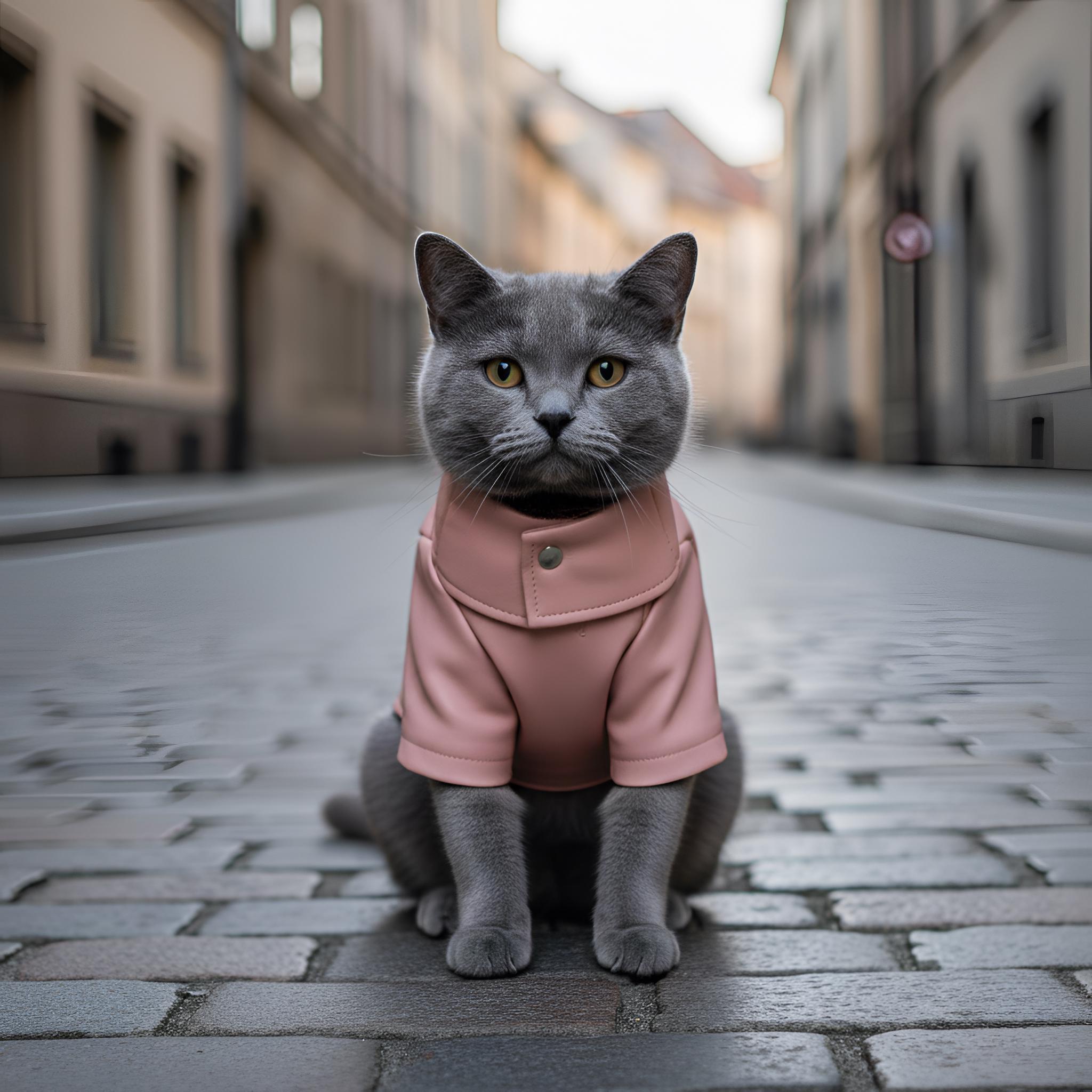 Cat Leather Jacket Soft Pink Pet Coat | Adjustable Chest Fit Cat ...