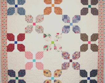 Baby Quilt ~ Lap Quilt ~ Scrappy Flowers ~ Handmade