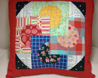 Handmade Quilted Pillow Cover 15” | One of a Kind Decorative Throw Pillow Case