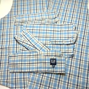 Plaid Mens Shirt, Deconstructed, Thrifted, Upcycle, Reclaimed, Quilt or Craft Fabric (#1)