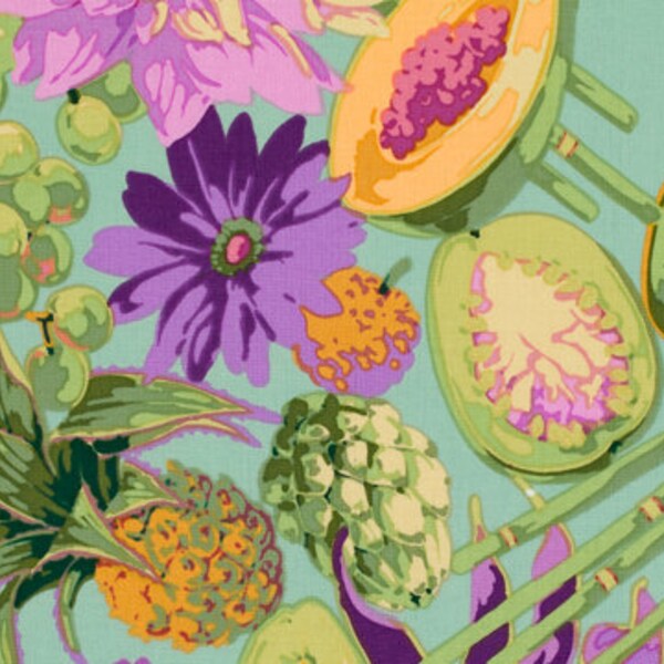 Martha Negley, Fruit & Floral, Purple, Rowan Westminster, concepteur coton couette tissu, Tissus fleuris, tissus Quilting