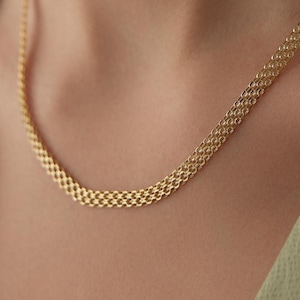 Bismark Chain, 14k Gold Chain, Solid Gold Bismark Chain Necklace