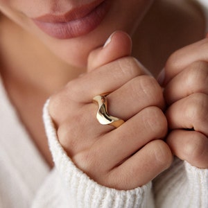 14K Solid Gold Wave Ring, 14k Gold Real Gold, Zig Zag Ring, Gift For Her