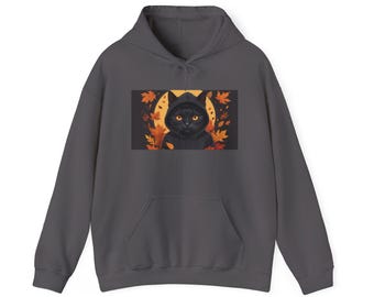 Schwarze Katze Hoodie, süße Katze Hoodie, Herbst Hoodie, Halloween Hoodie, Katzen Geschenk, lustige Katze Hoodie, Katze Hoodie, Katzenliebhaber Geschenk, Katzenpullover
