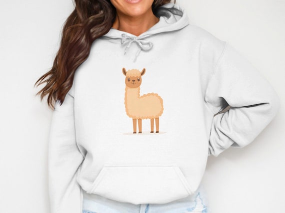 Cute Llama Hoodie Animal Print Hoodie Cozy Pullover Funny Llama Sweatshirt Adorable Llama Design Unisex Hoodie Gift for Llama Lovers